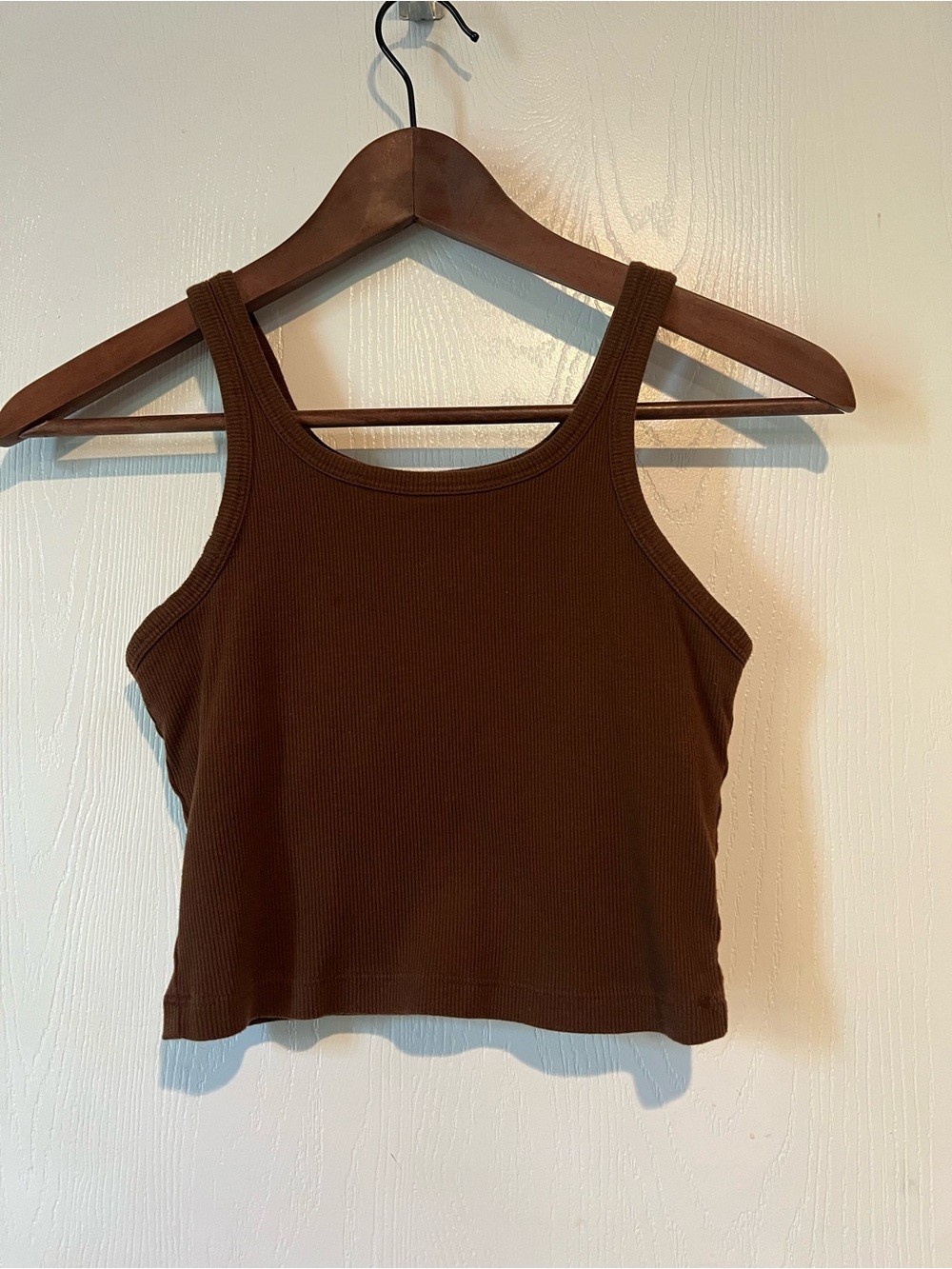 Victoria’s  Secret PINK Ribbed Chocolate Brown Crop Tank Top Size XS